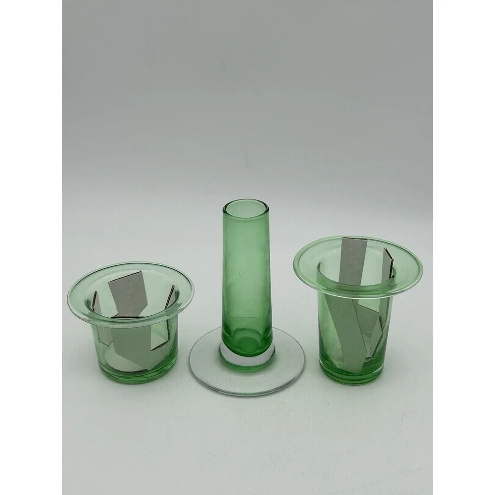 Ikea Retired  Anavadbar 3 Art Glass Vases Handmade Classic Bud‎ vases Green